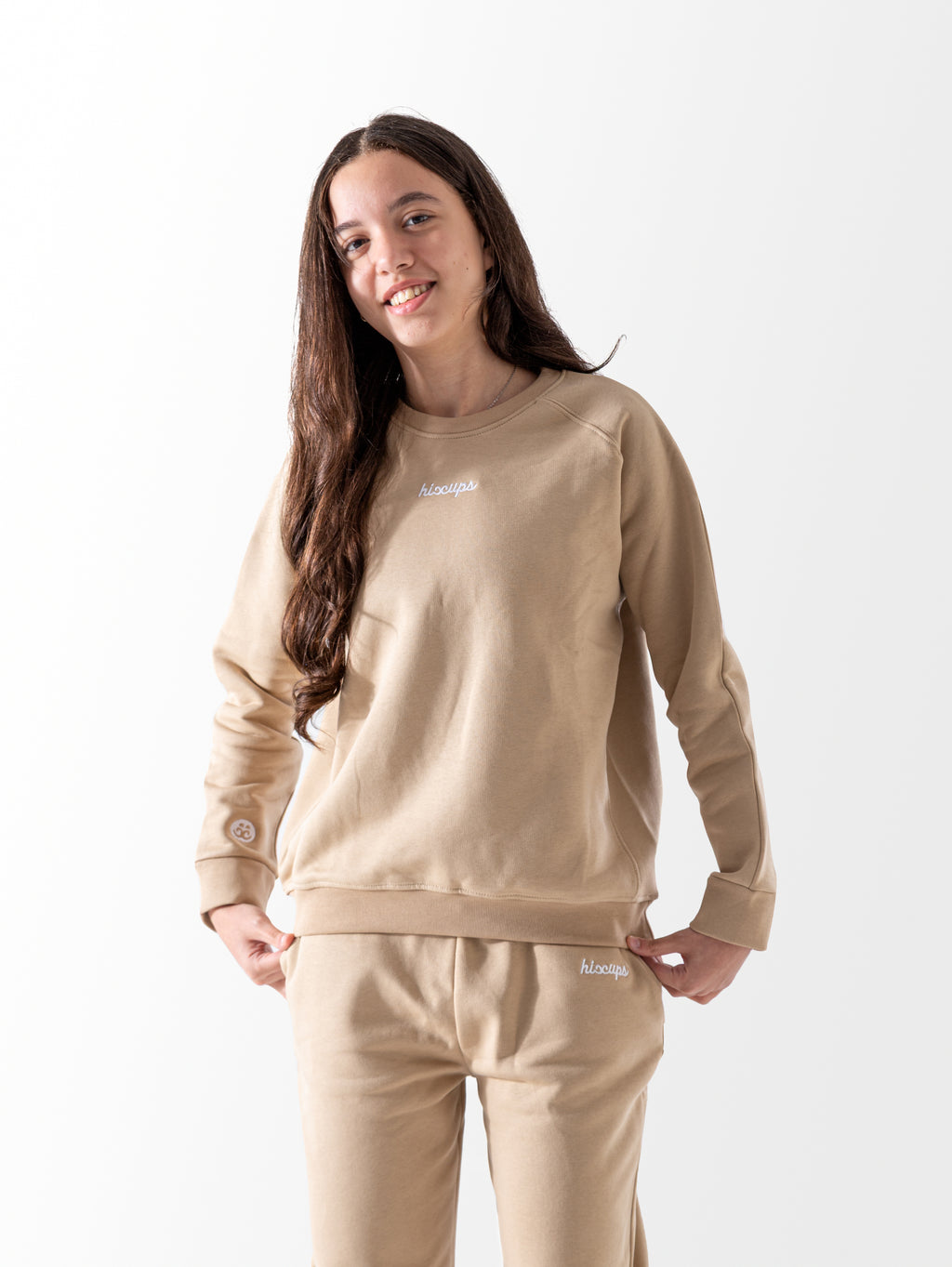 Beige printed crewneck