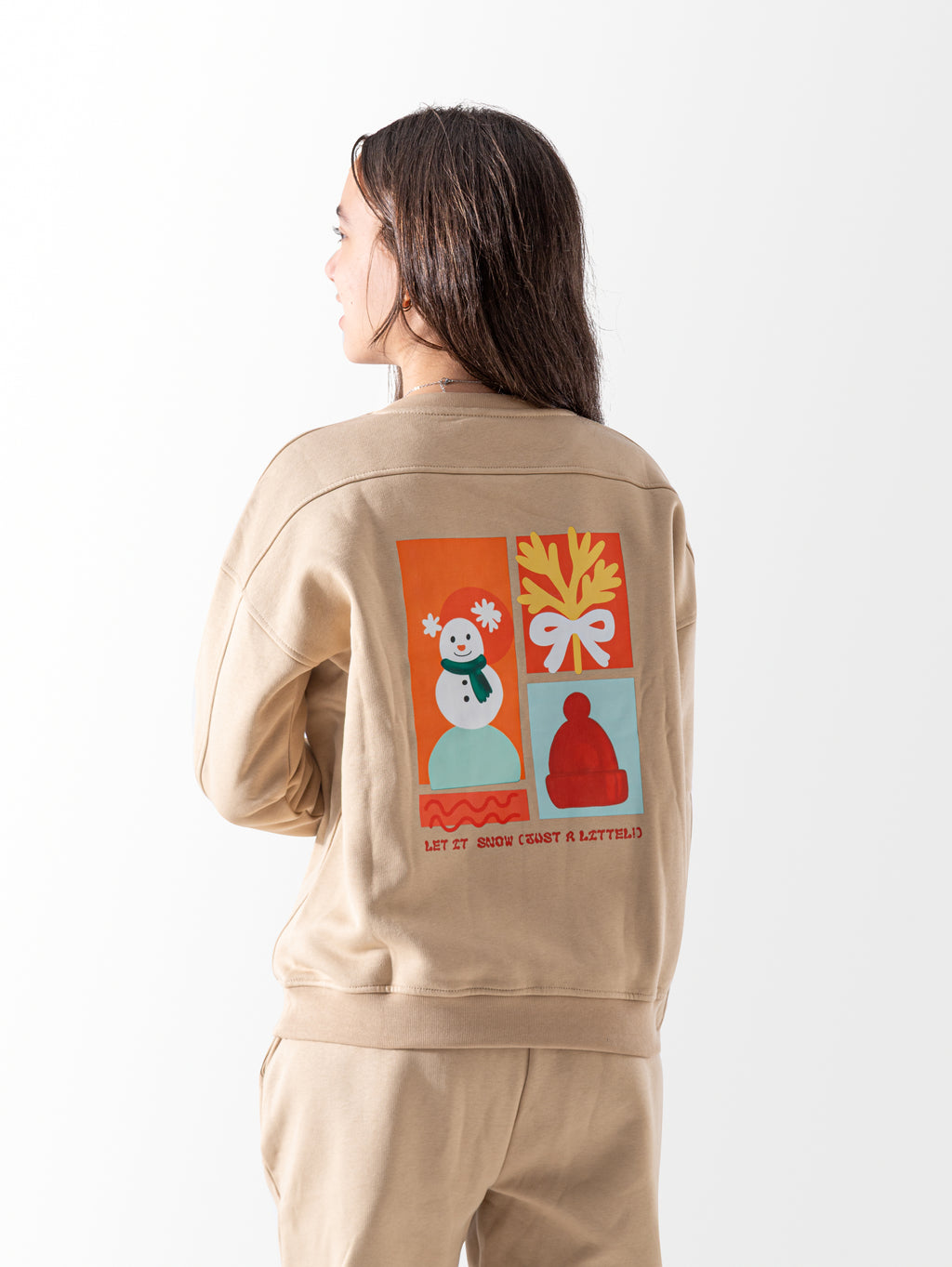 Beige printed crewneck