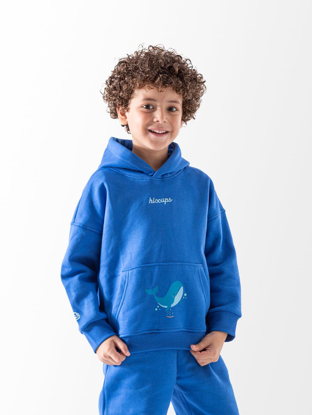 Blue Oversized Printed Hoodie