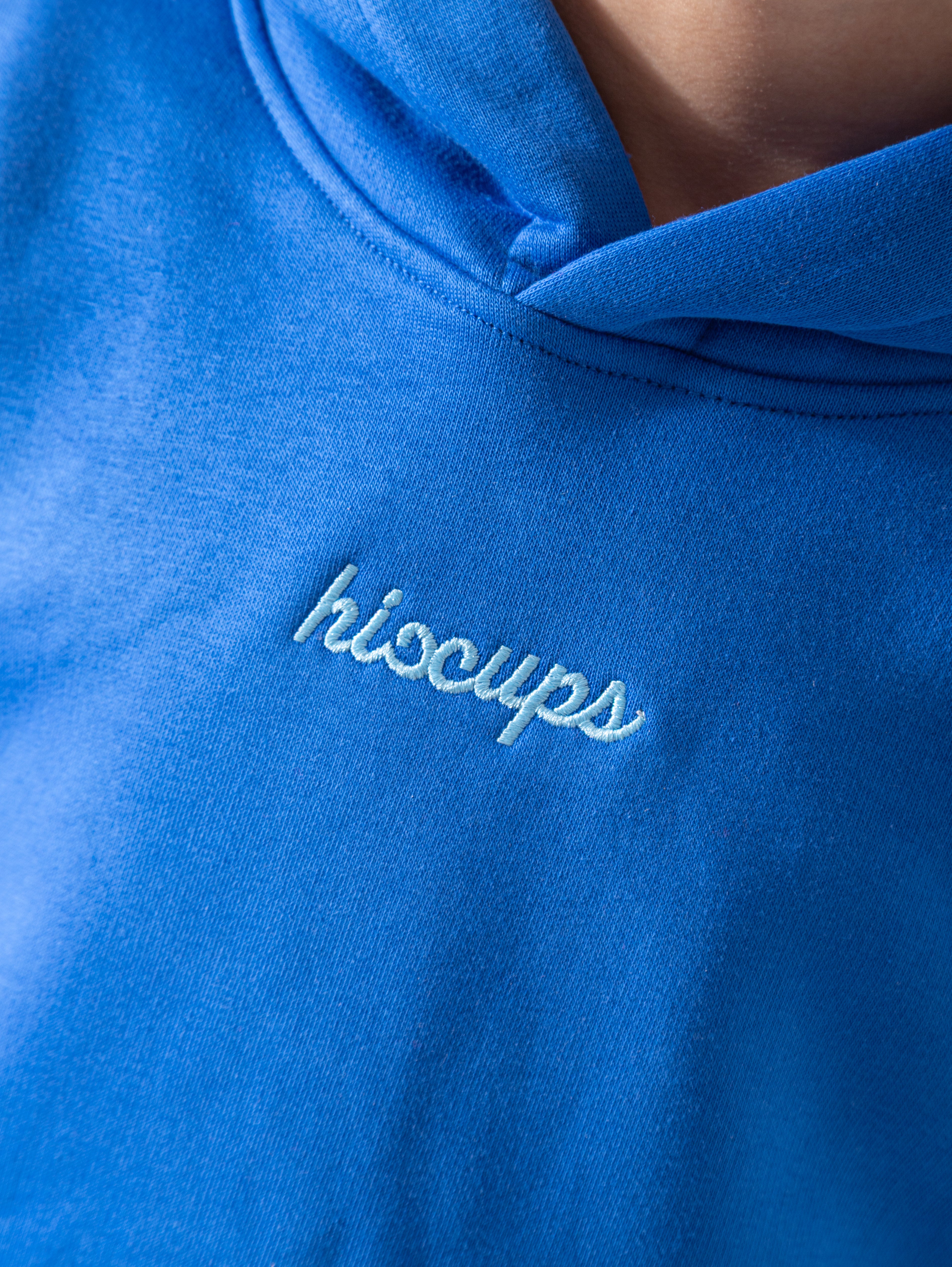 Blue Oversized Printed Hoodie