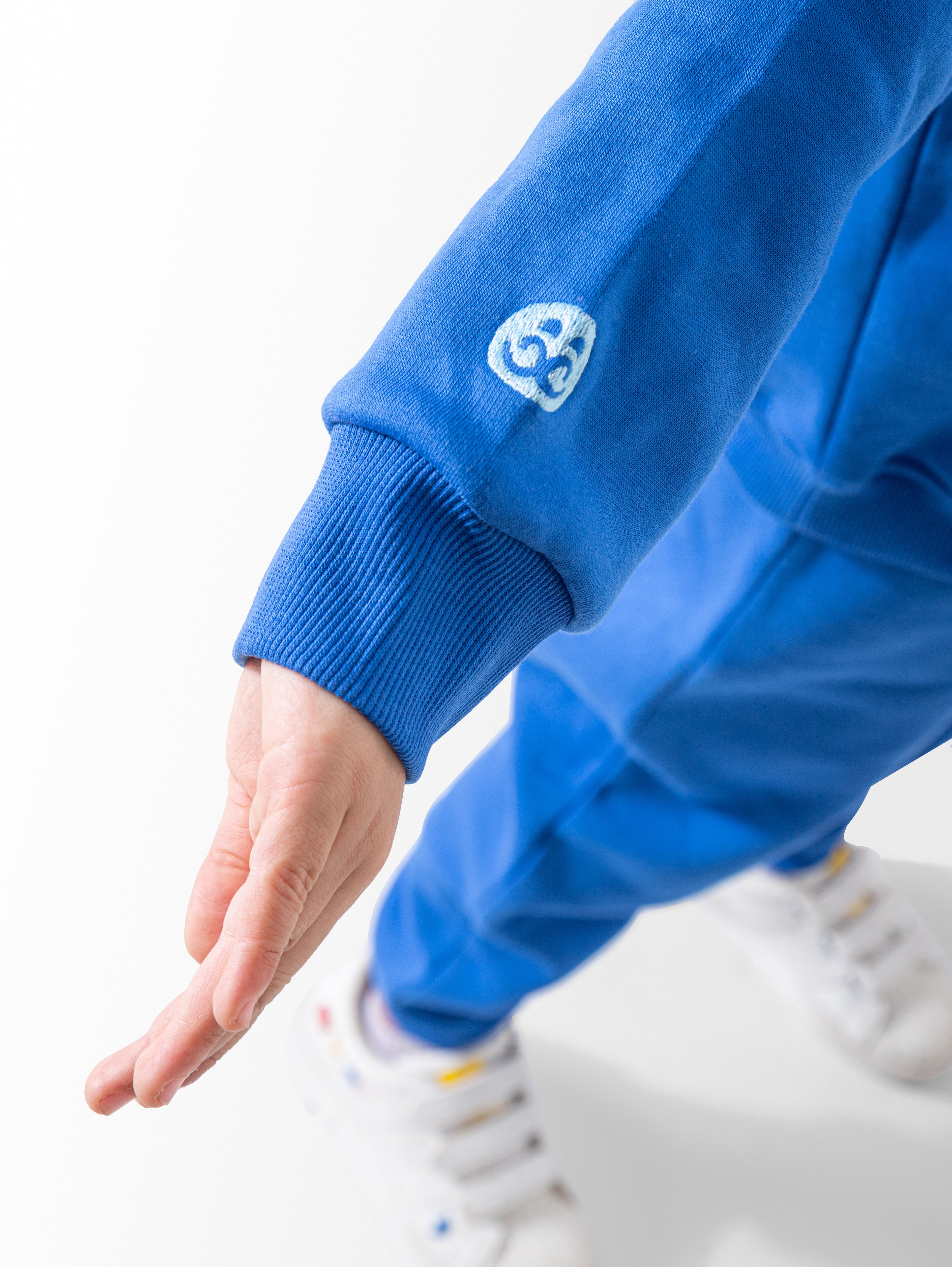 Blue Oversized Printed Hoodie