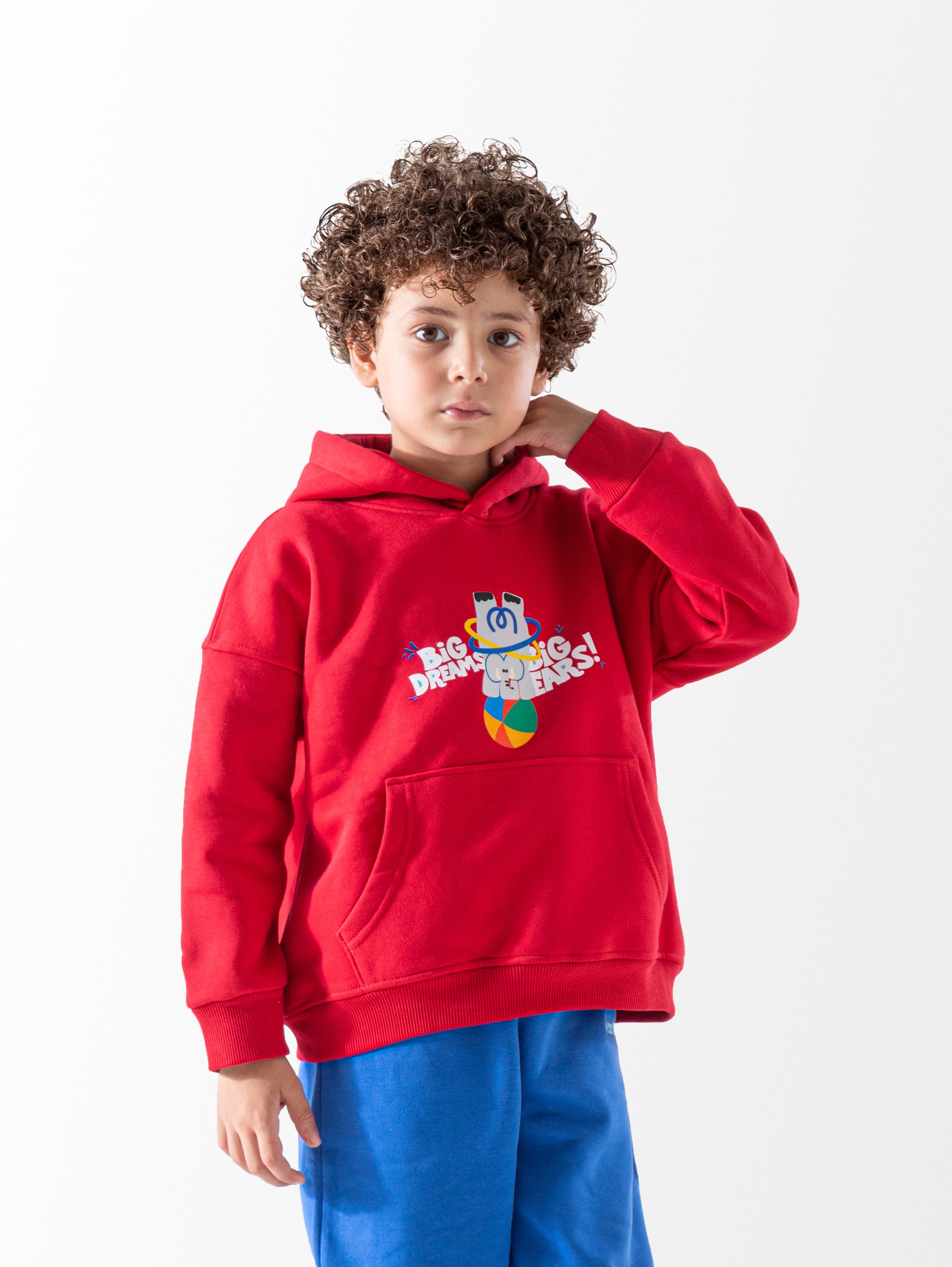 Red Oversized Printed Hoodie