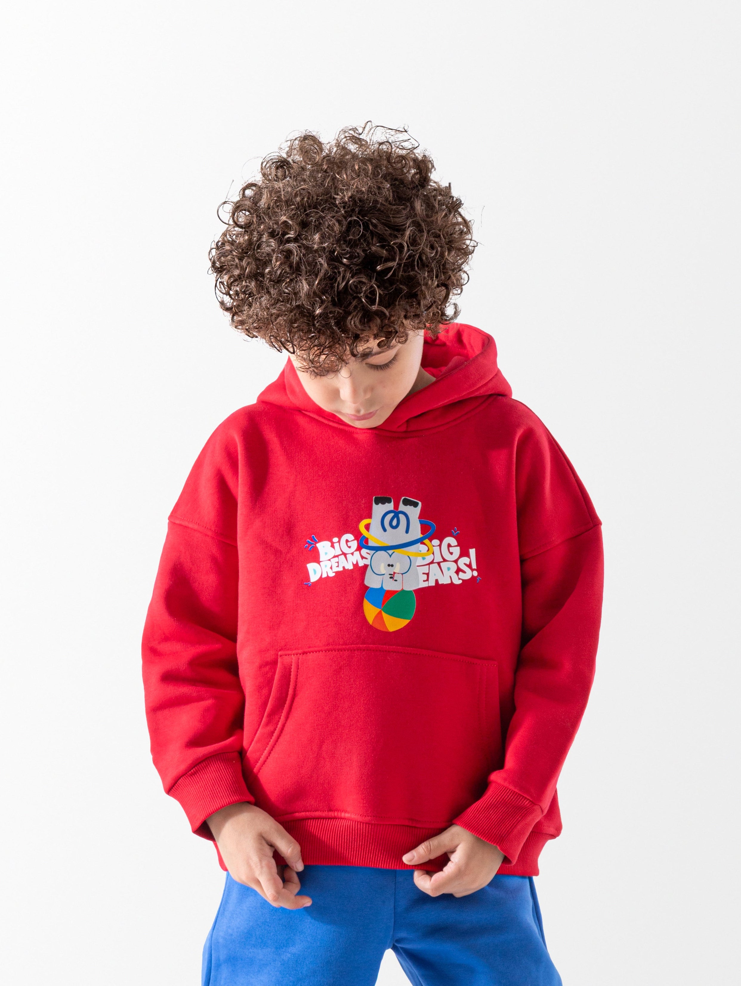 Red Oversized Printed Hoodie