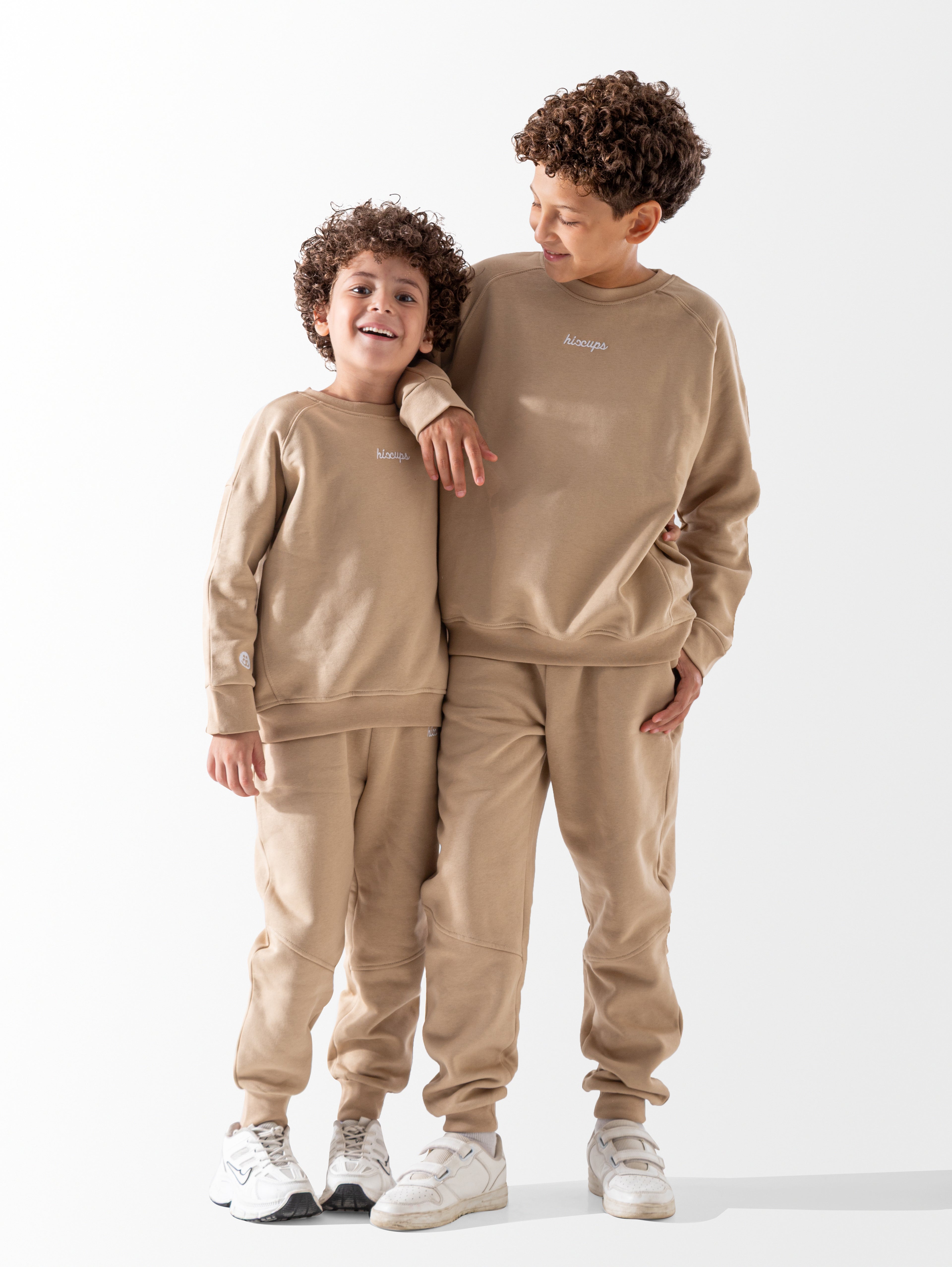 Unisex Beige Printed Set