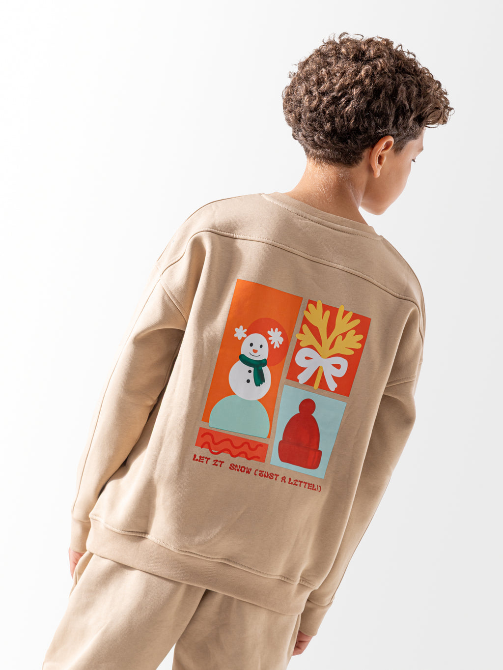 Beige printed crewneck