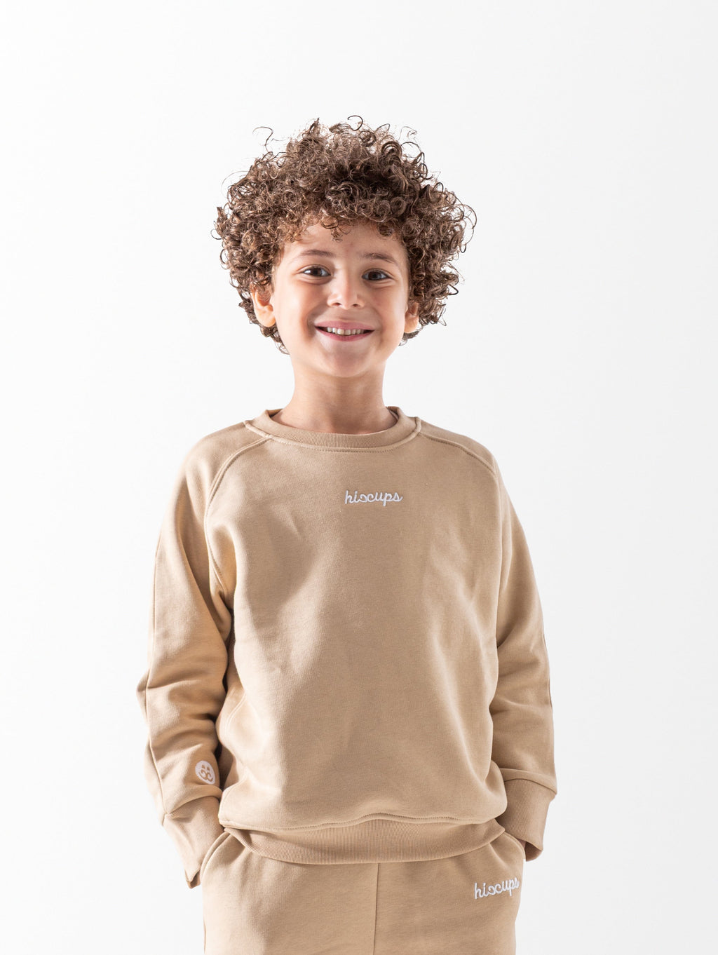 Beige printed crewneck