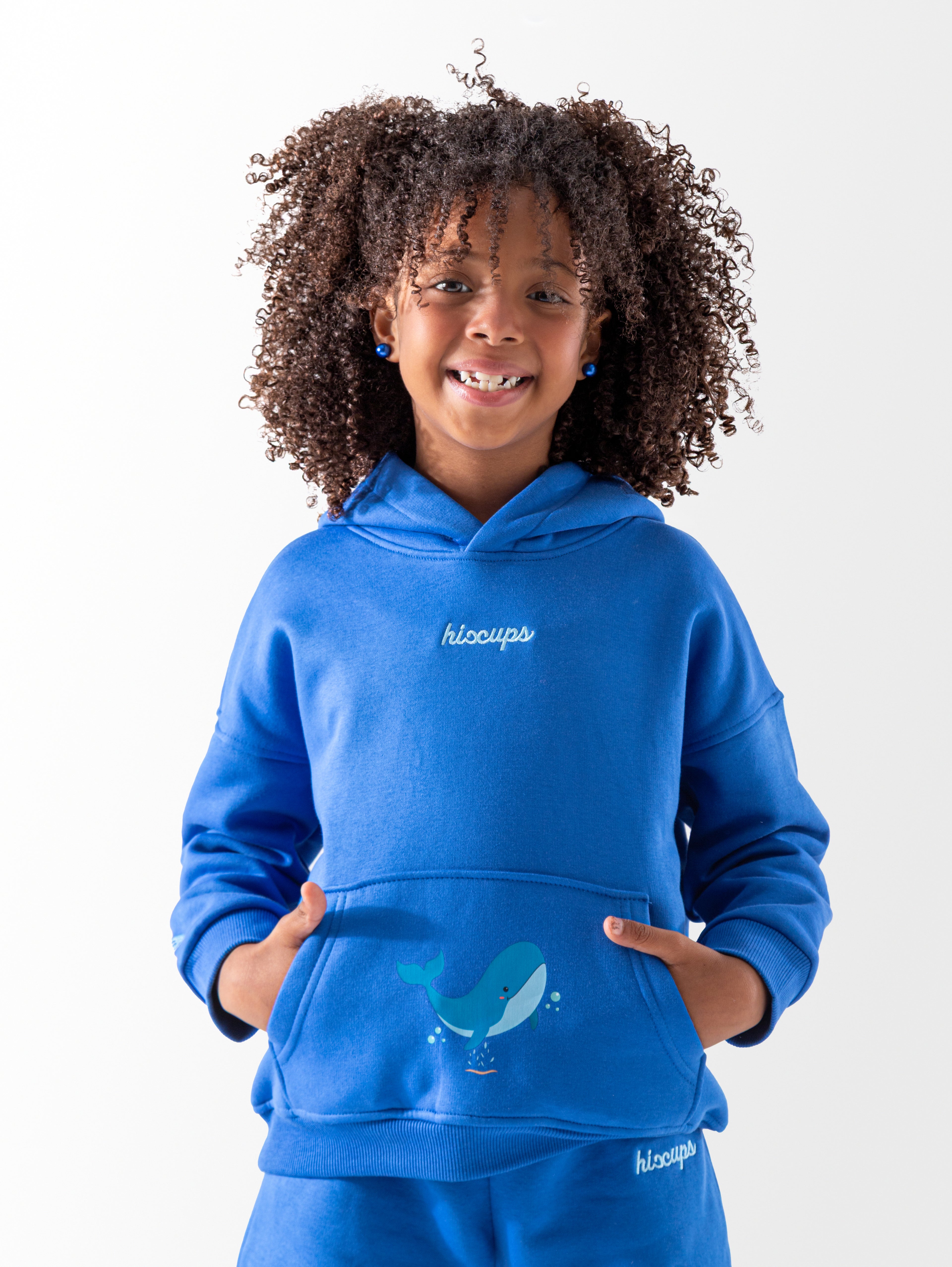 Blue Oversized Printed Hoodie