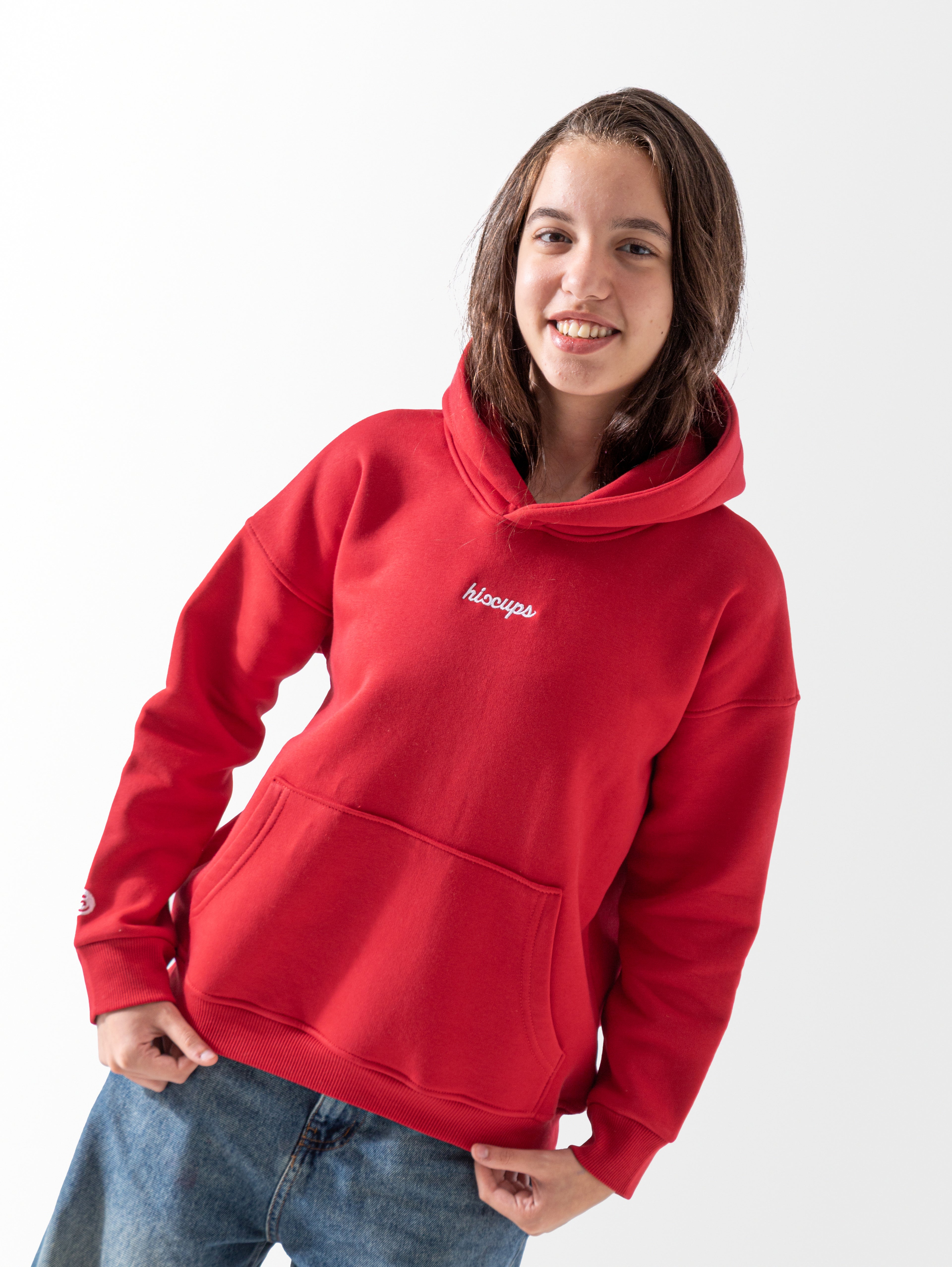 Red Oversized Plain Hoodie