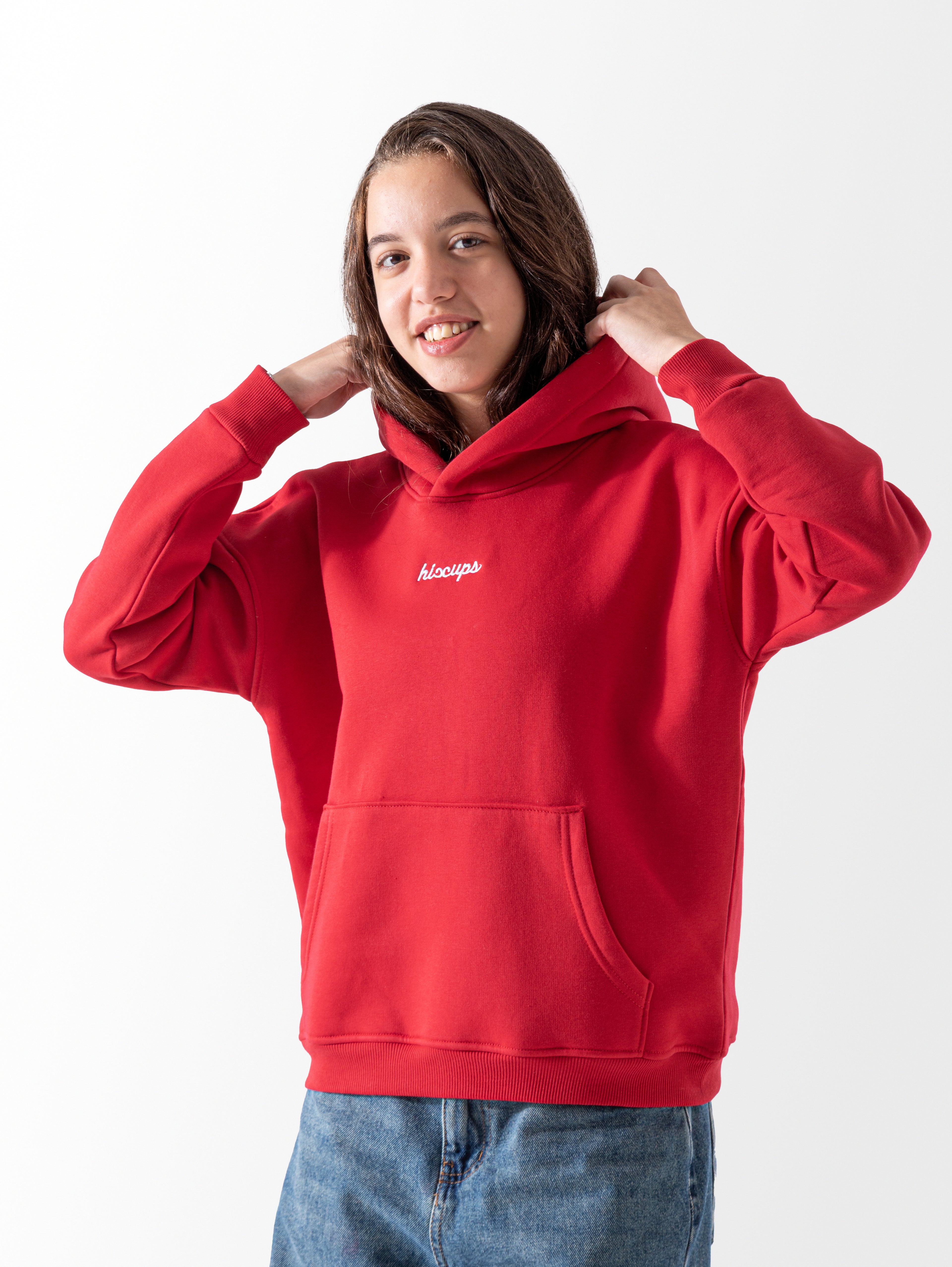Red Oversized Plain Hoodie