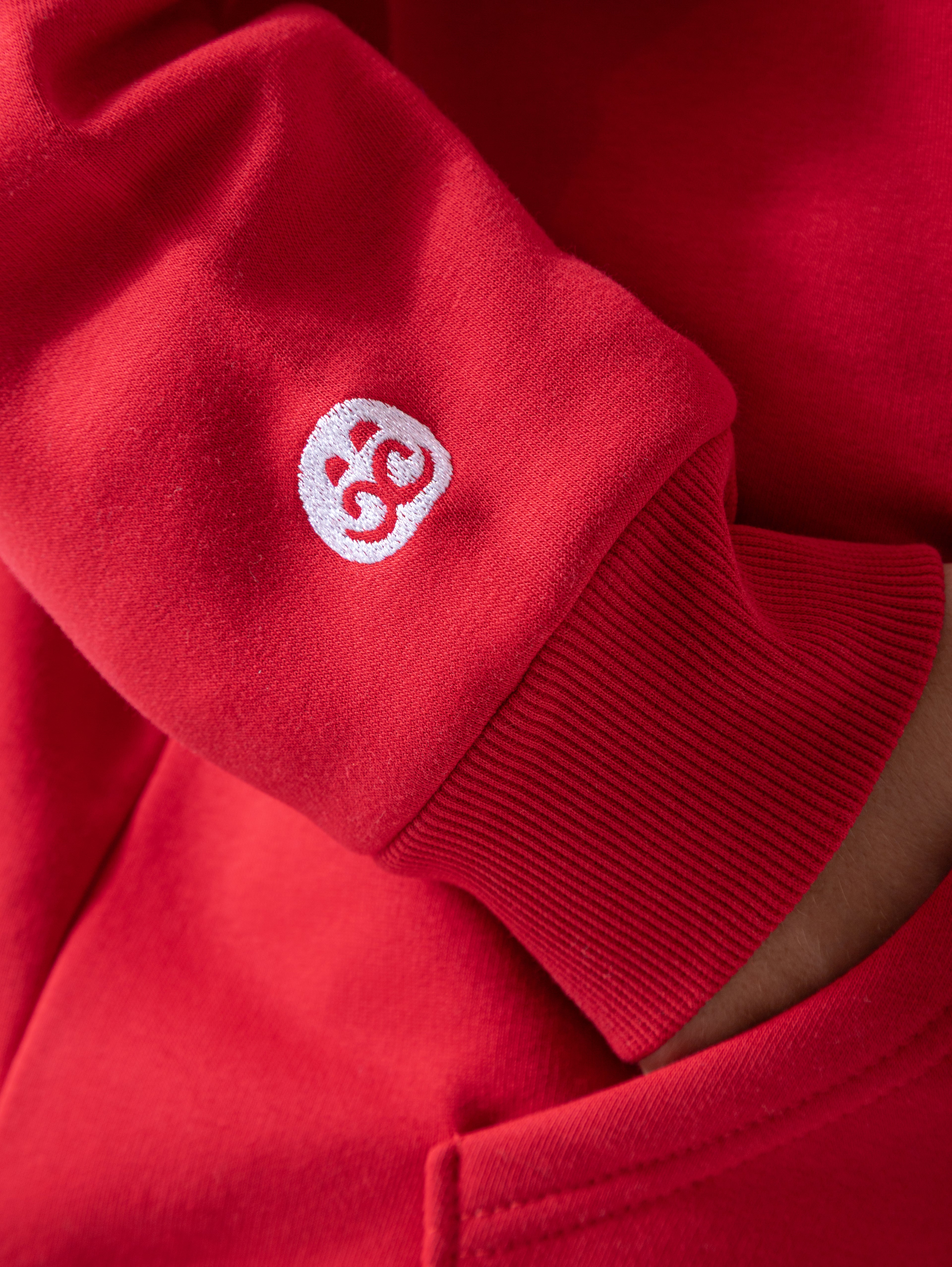 Red Oversized Printed Hoodie