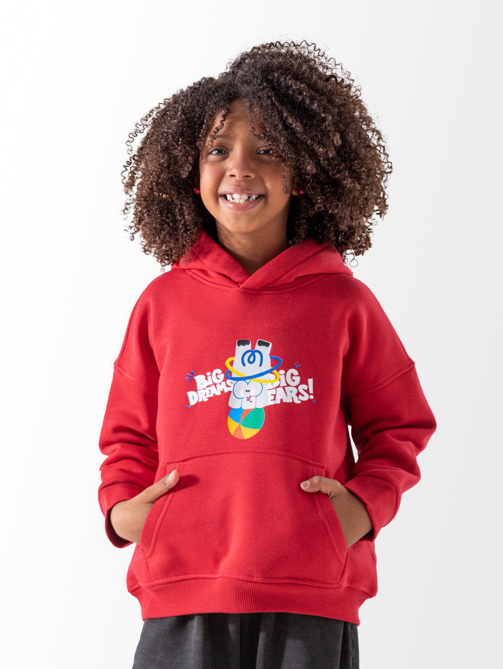 Red Oversized Printed Hoodie