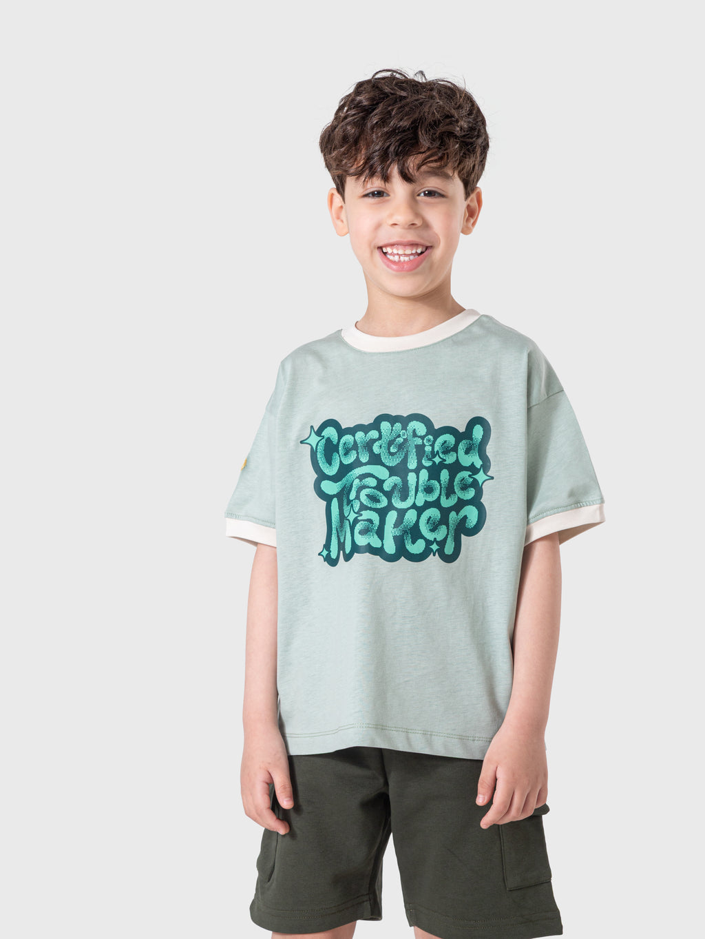 Sage Green Graphic T‑Shirt – Certified Trouble Maker