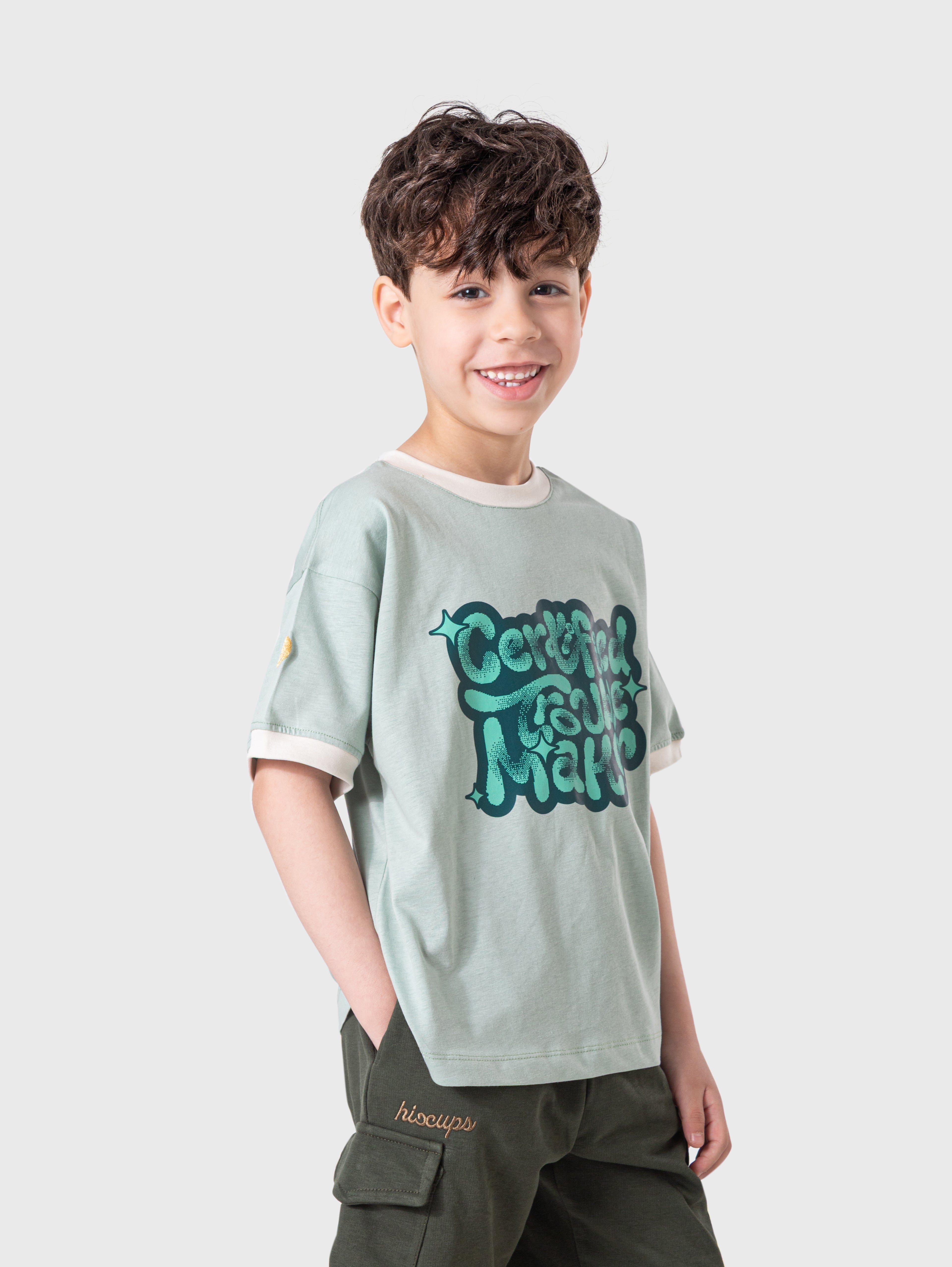 Sage Green Graphic T‑Shirt – Certified Trouble Maker