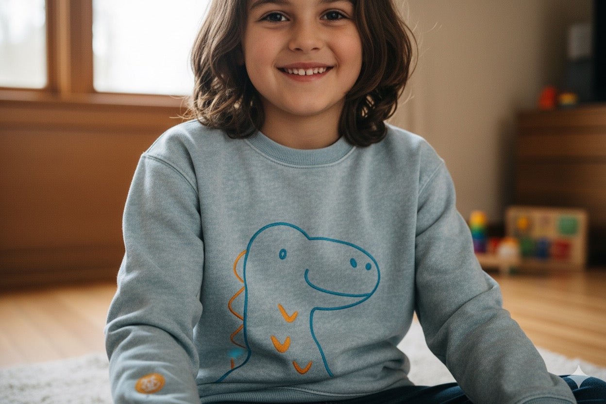 Baby Blue Printed Crewneck